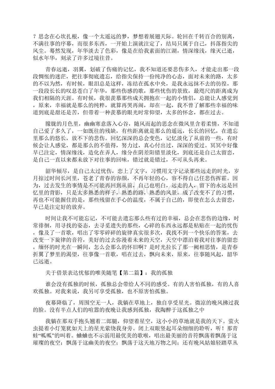 最新关于借景表达忧郁的唯美随笔Word格式文档下载.docx_第2页