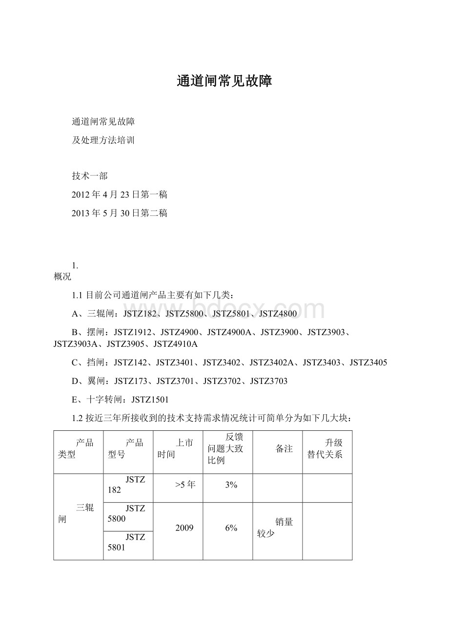 通道闸常见故障.docx_第1页