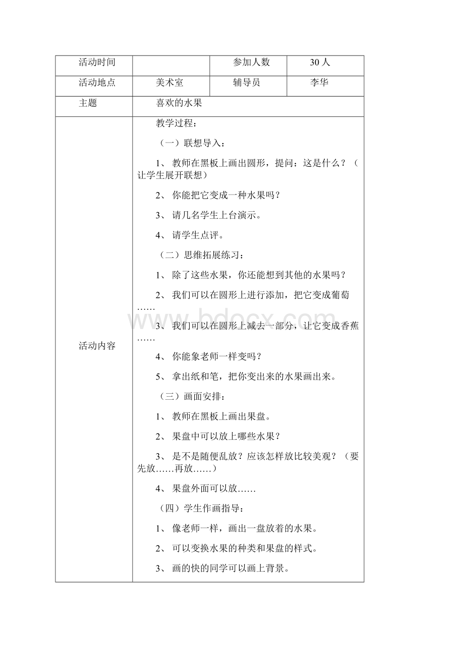 美术少年宫活动记录表Word格式.docx_第2页