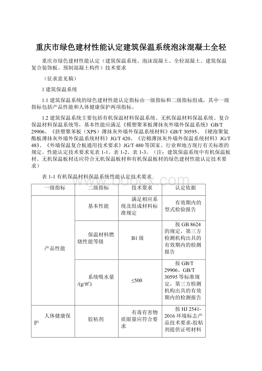 重庆市绿色建材性能认定建筑保温系统泡沫混凝土全轻.docx_第1页