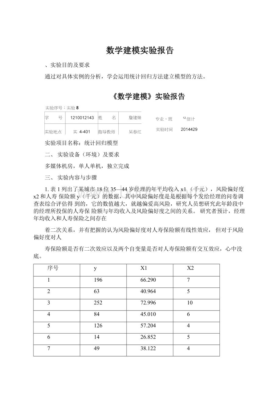 数学建模实验报告Word格式文档下载.docx_第1页