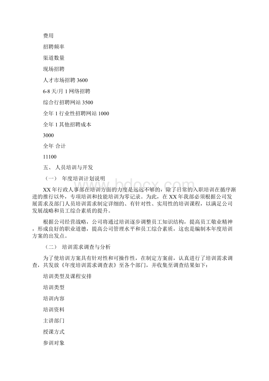 行政人事部工作计划与行政人员年度工作总结范文汇编doc.docx_第3页