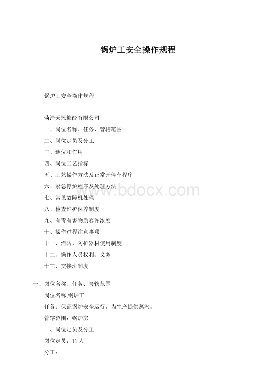 锅炉工安全操作规程Word文档格式.docx