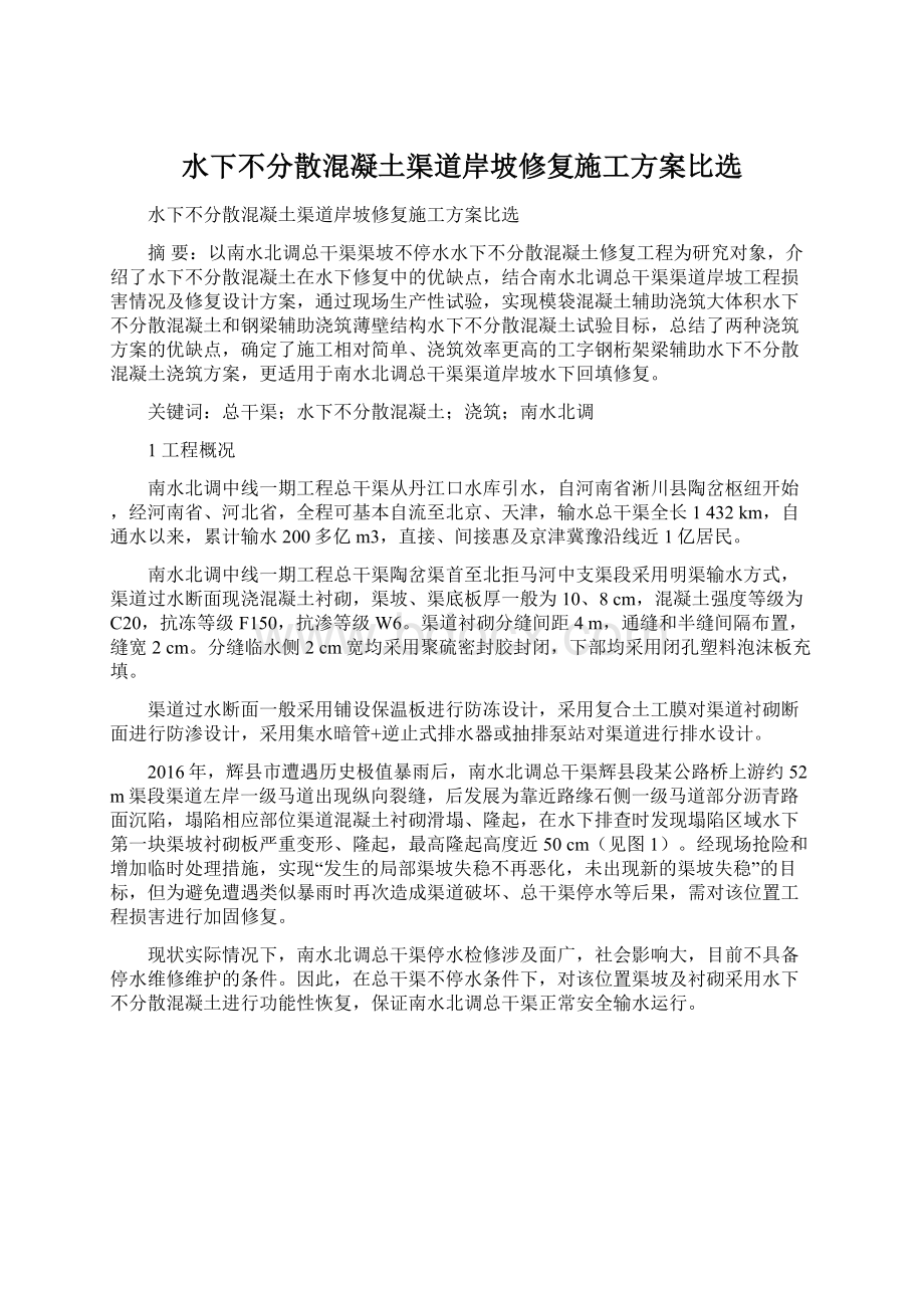 水下不分散混凝土渠道岸坡修复施工方案比选.docx