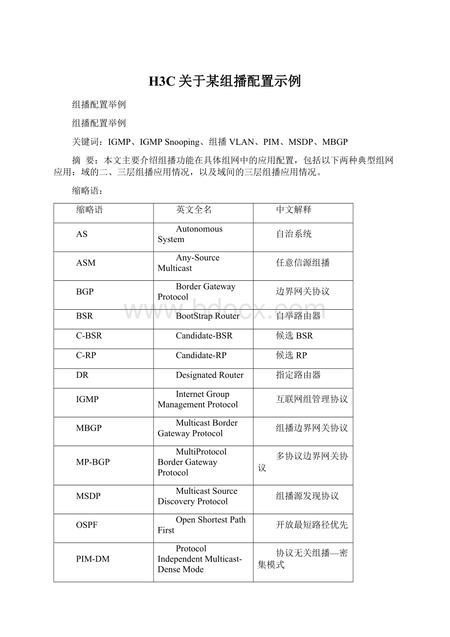 H3C关于某组播配置示例.docx