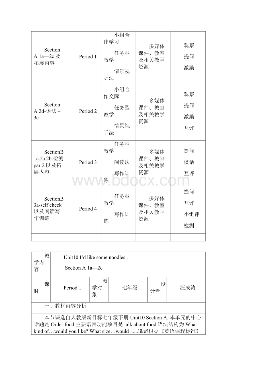 最新人教新目标七年级英语下册第十单元教学设计.docx_第3页