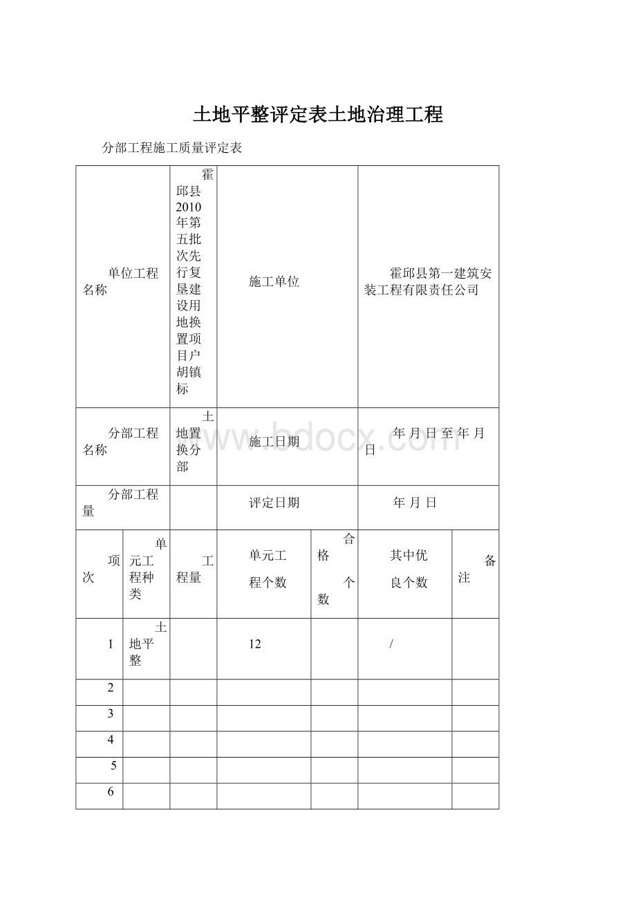 土地平整评定表土地治理工程.docx_第1页