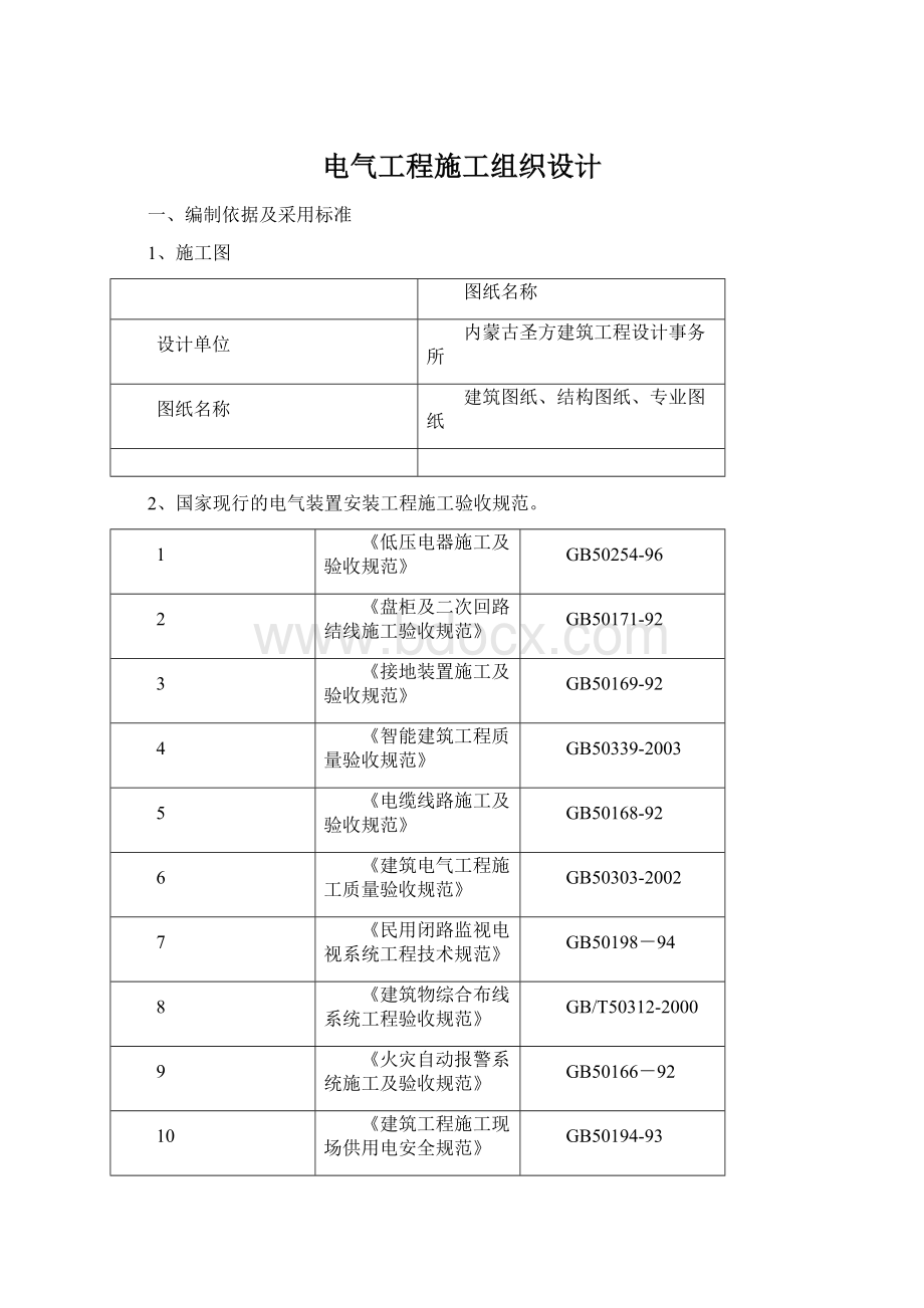 电气工程施工组织设计文档格式.docx