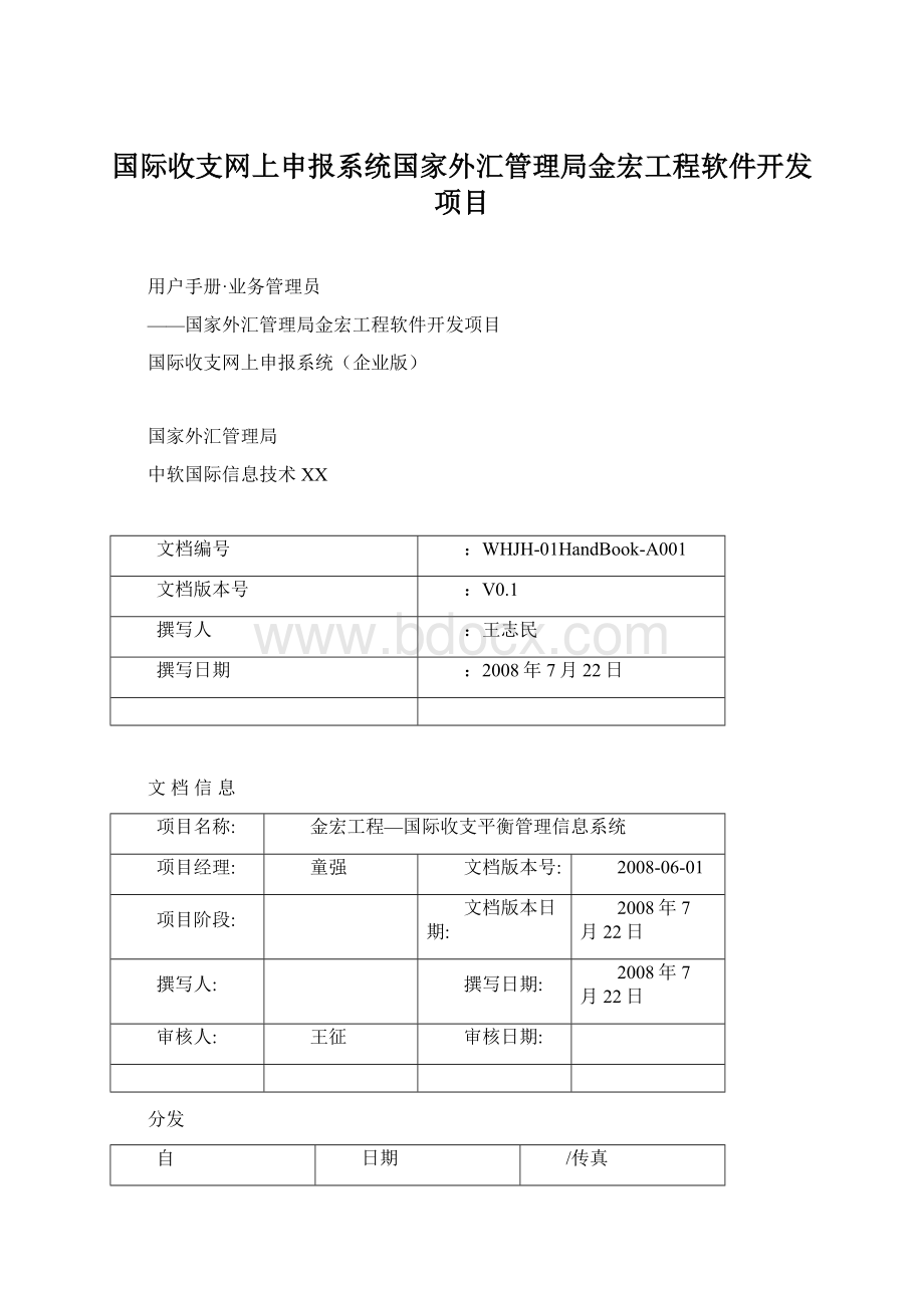 国际收支网上申报系统国家外汇管理局金宏工程软件开发项目.docx