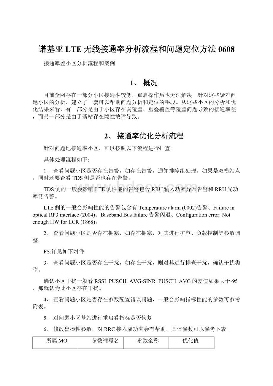 诺基亚LTE无线接通率分析流程和问题定位方法0608.docx_第1页