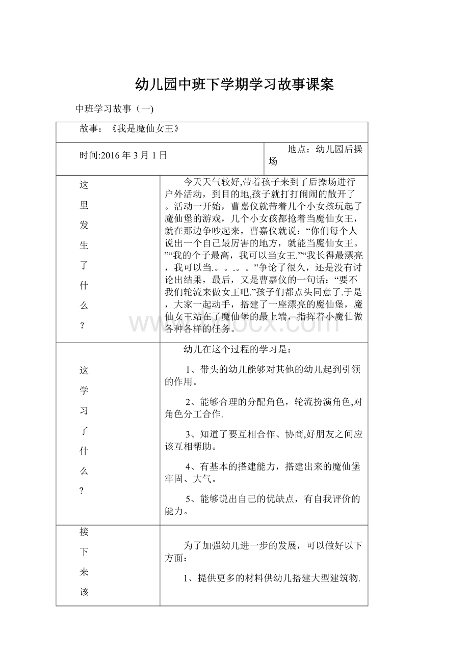 幼儿园中班下学期学习故事课案.docx