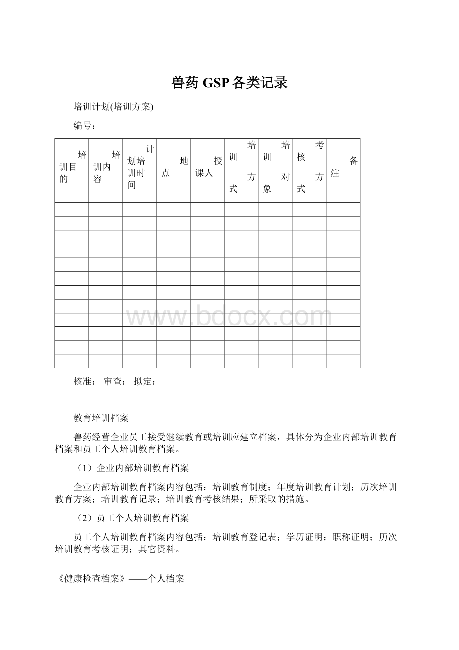 兽药GSP各类记录.docx_第1页