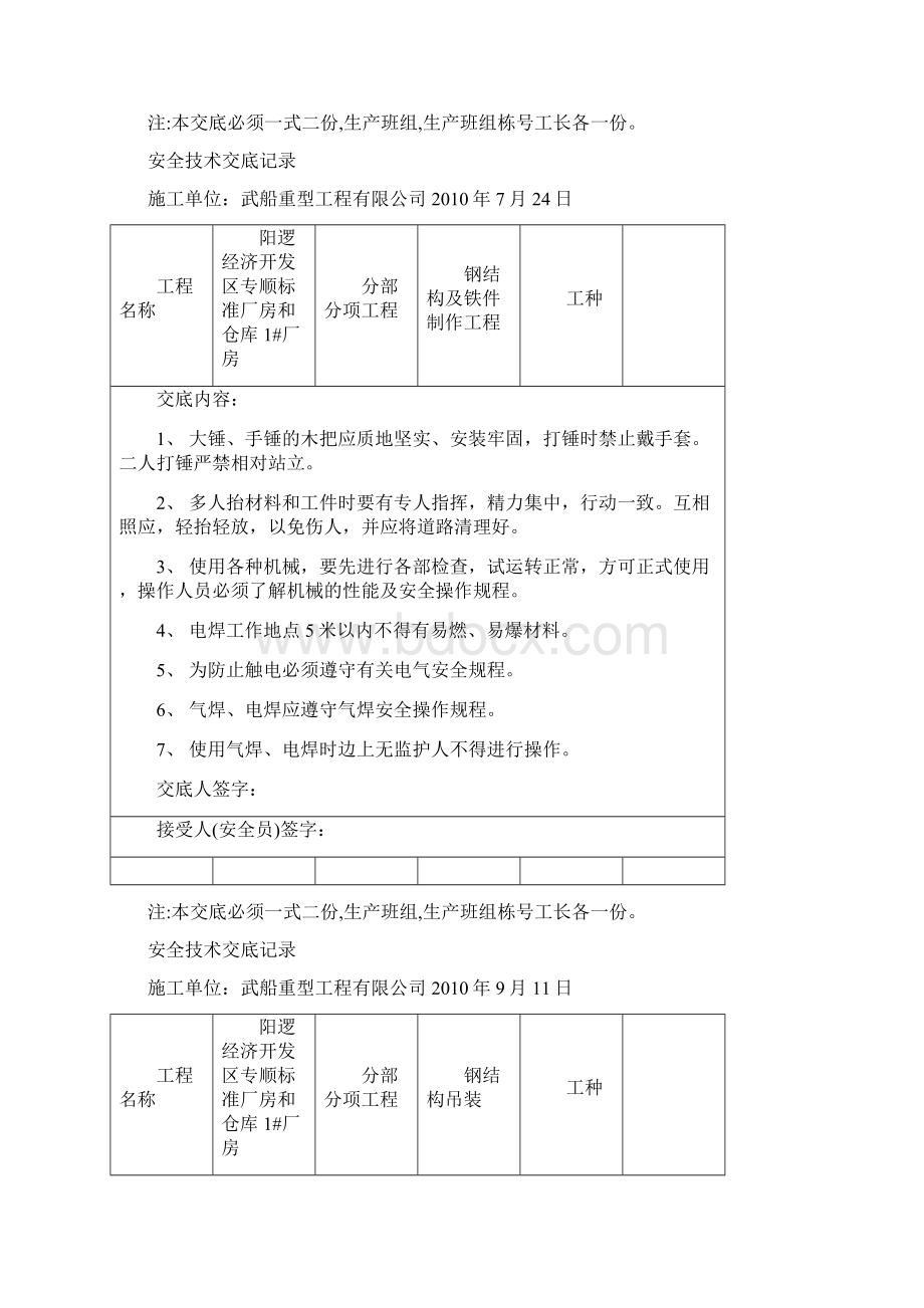 钢结构安全技术交底记录.docx_第2页