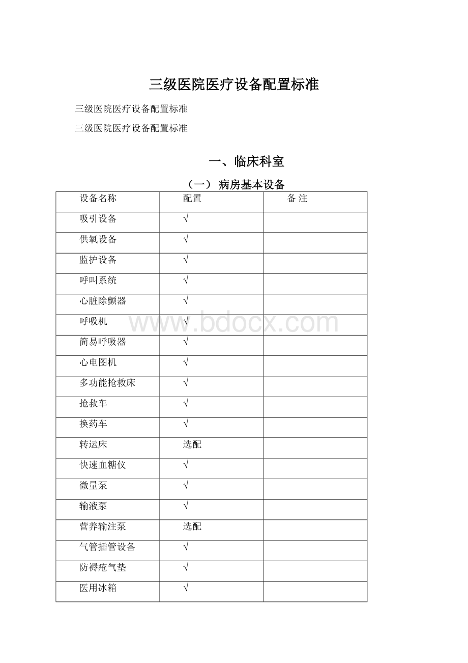 三级医院医疗设备配置标准.docx_第1页