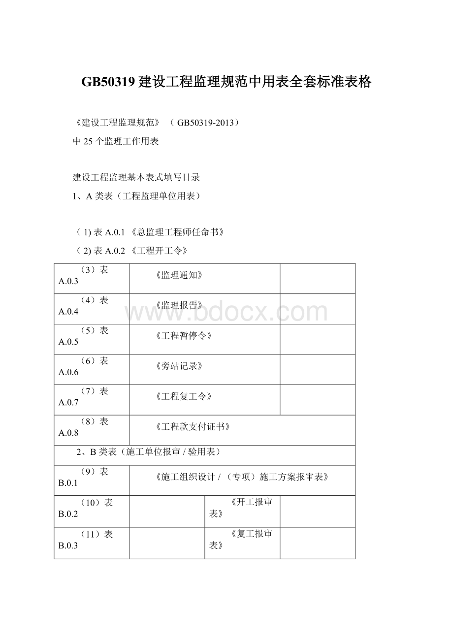 GB50319建设工程监理规范中用表全套标准表格.docx_第1页