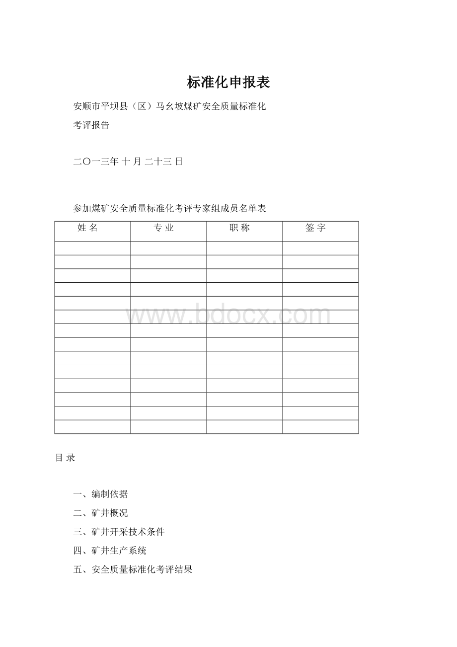 标准化申报表文档格式.docx