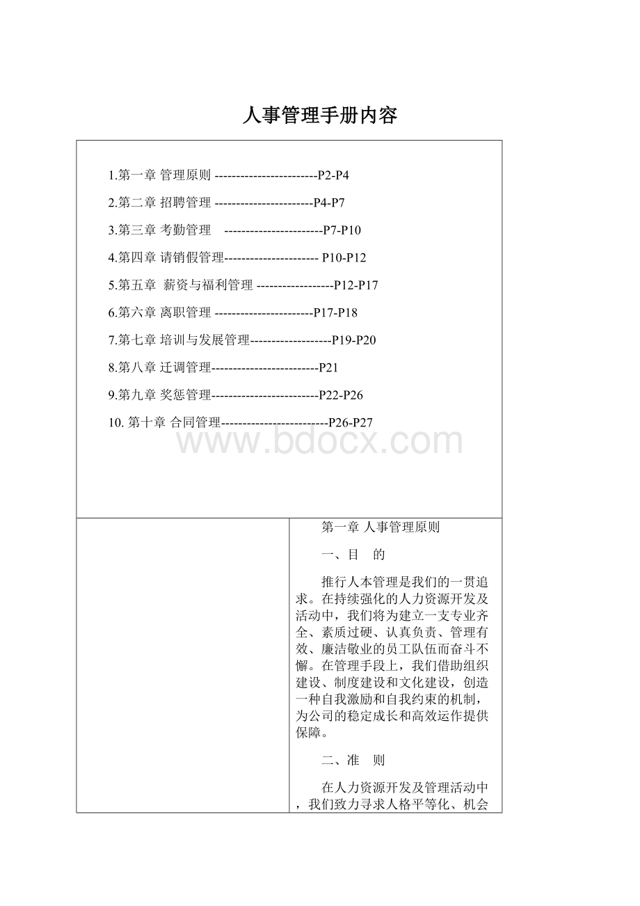 人事管理手册内容Word文档下载推荐.docx_第1页