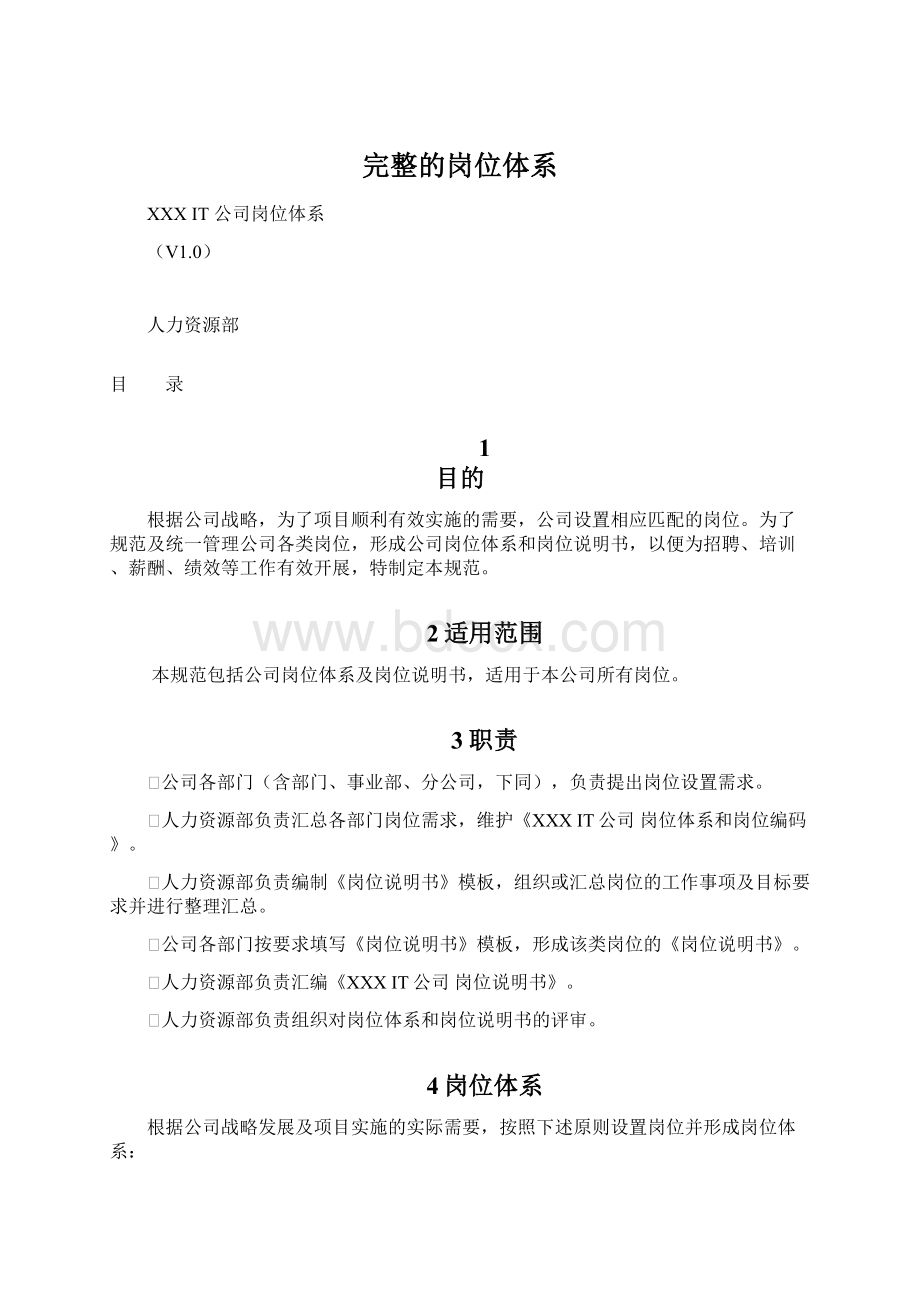 完整的岗位体系Word格式文档下载.docx