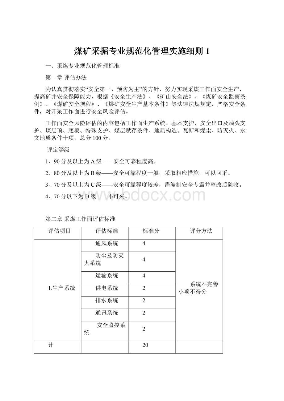 煤矿采掘专业规范化管理实施细则1.docx_第1页