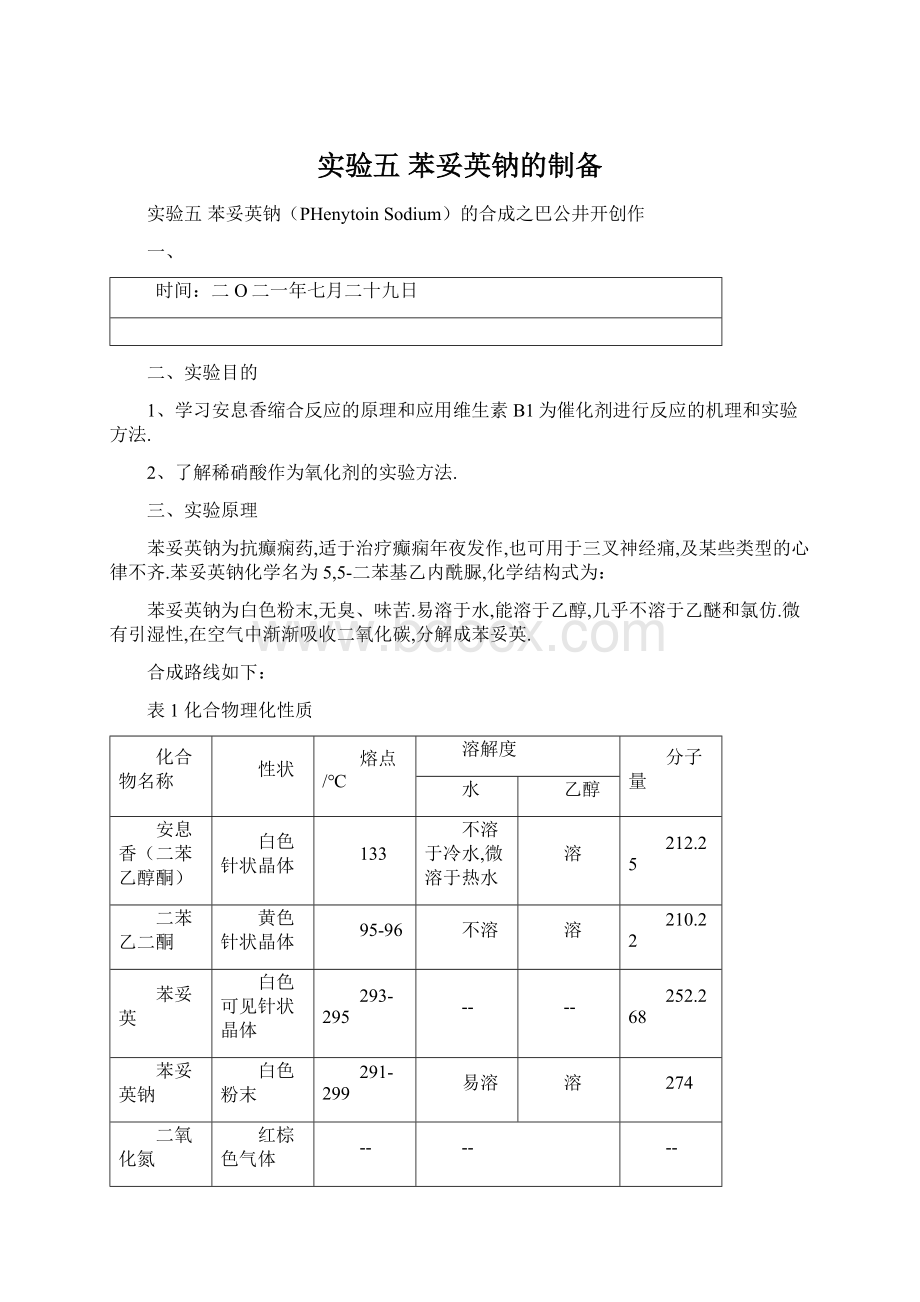 实验五苯妥英钠的制备.docx