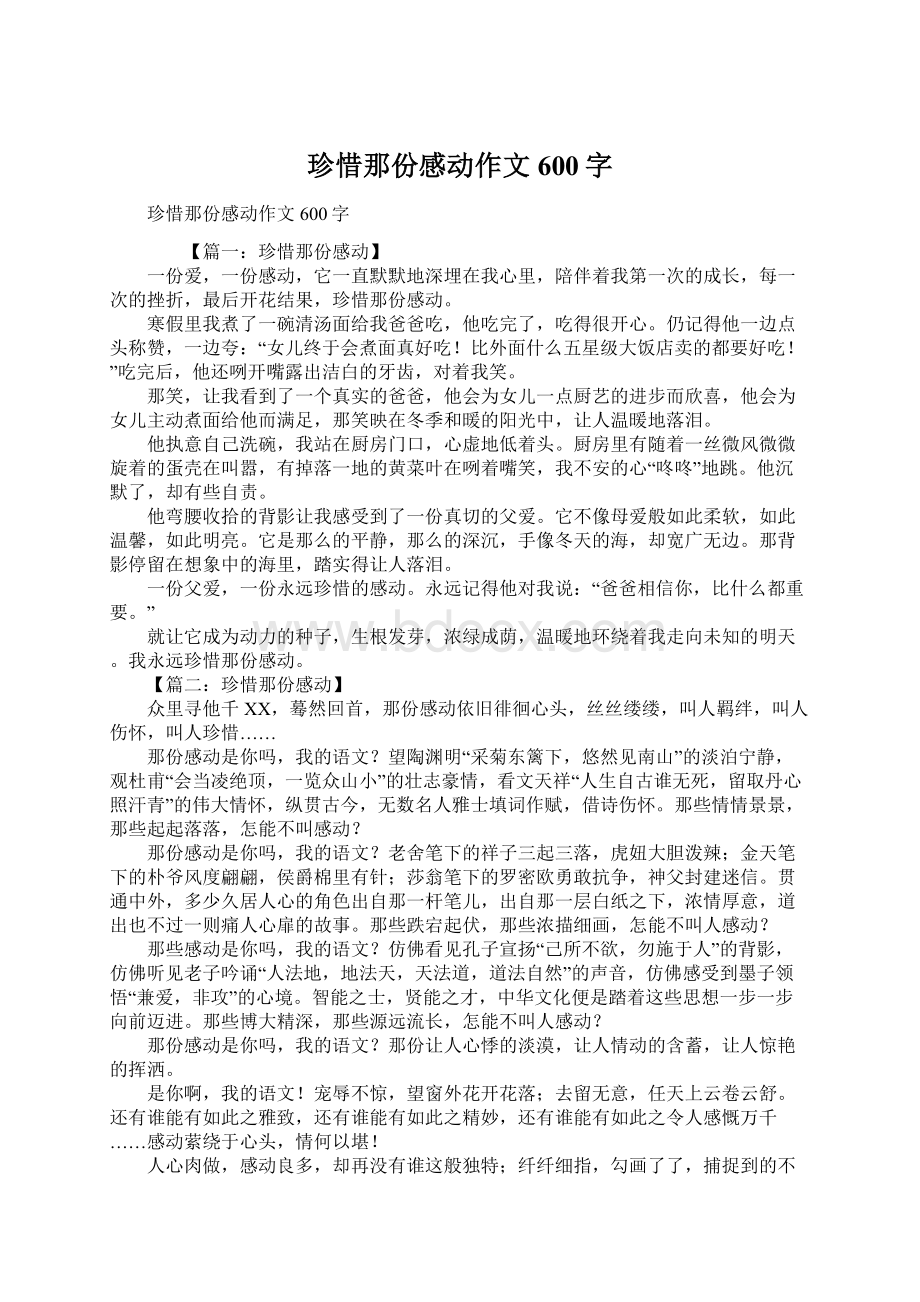 珍惜那份感动作文600字.docx