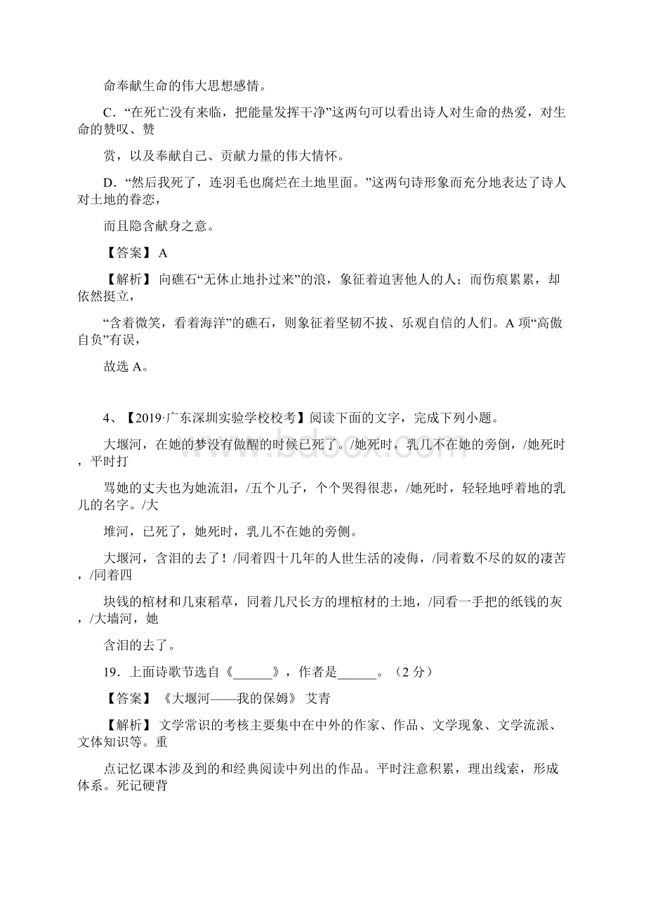 专题09 九上名著阅读《艾青诗选》解析版.docx_第3页