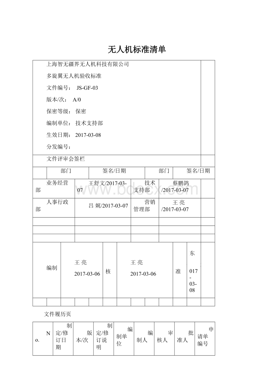 无人机标准清单.docx