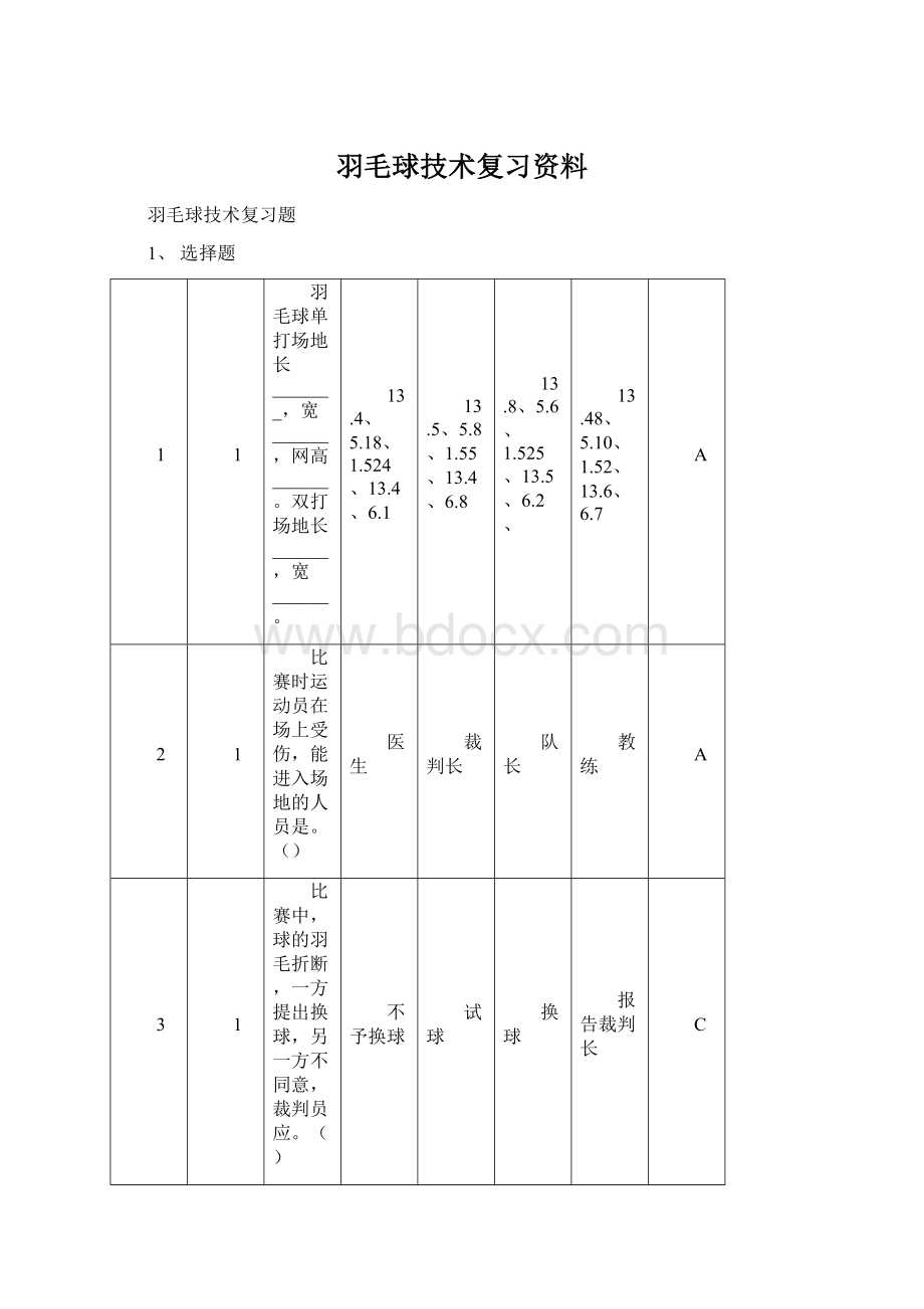 羽毛球技术复习资料Word文档格式.docx