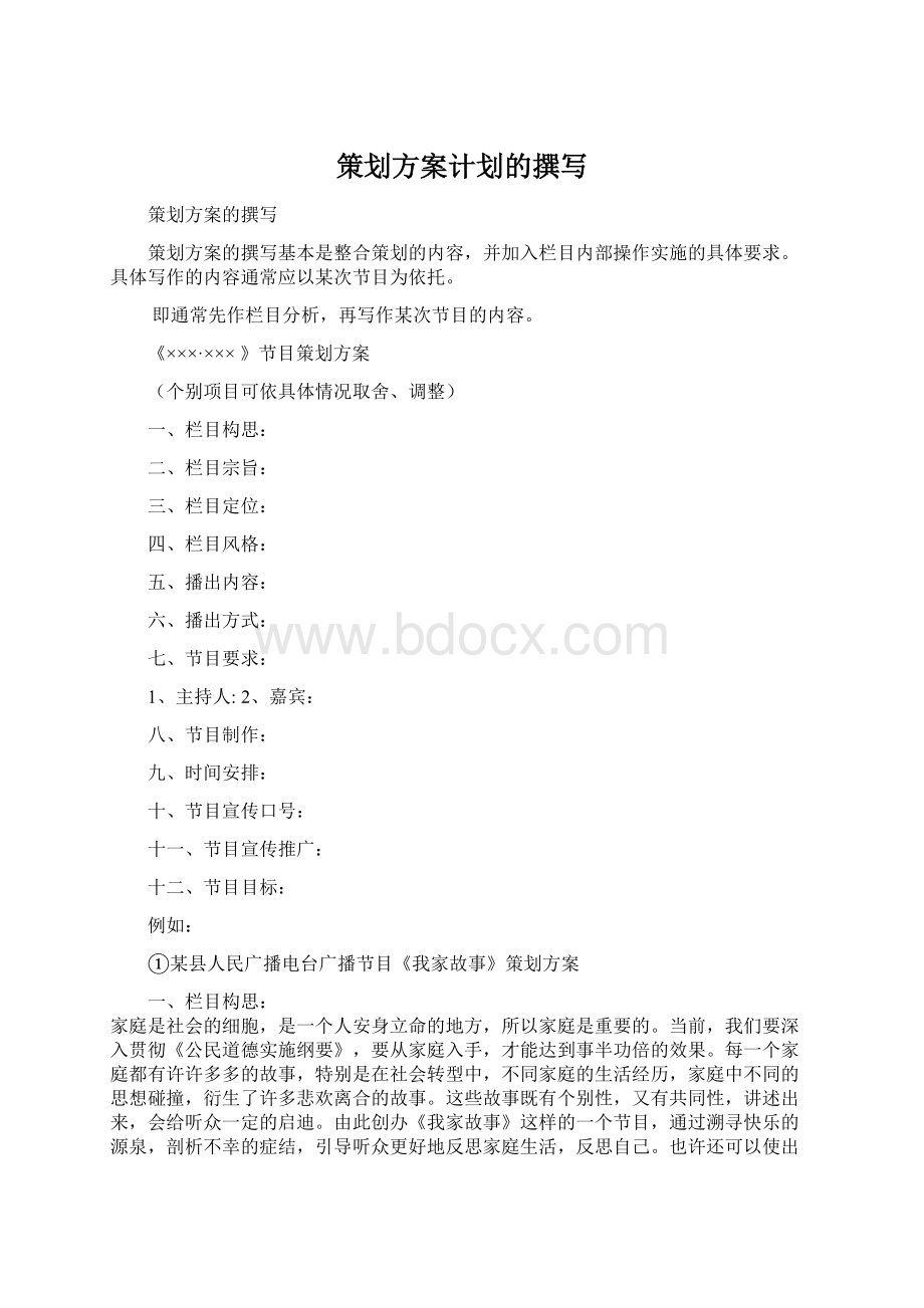 策划方案计划的撰写Word文档下载推荐.docx_第1页