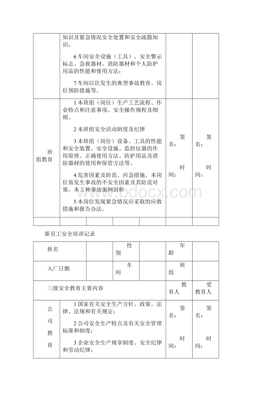 新员工安全培训记录文档格式.docx_第2页