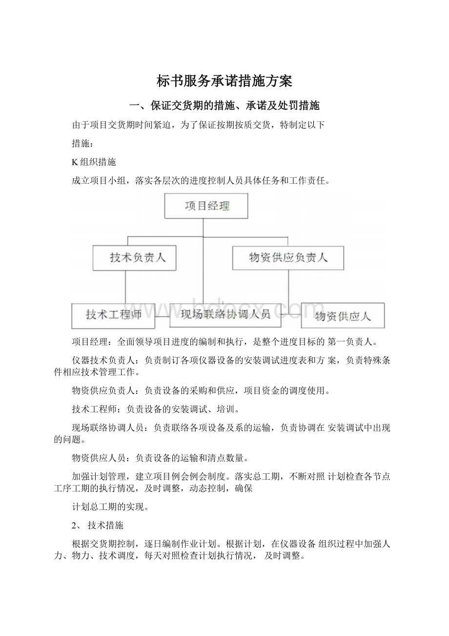 标书服务承诺措施方案Word下载.docx