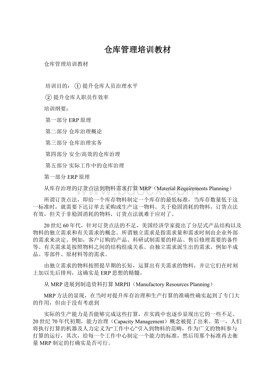 仓库管理培训教材Word文档下载推荐.docx