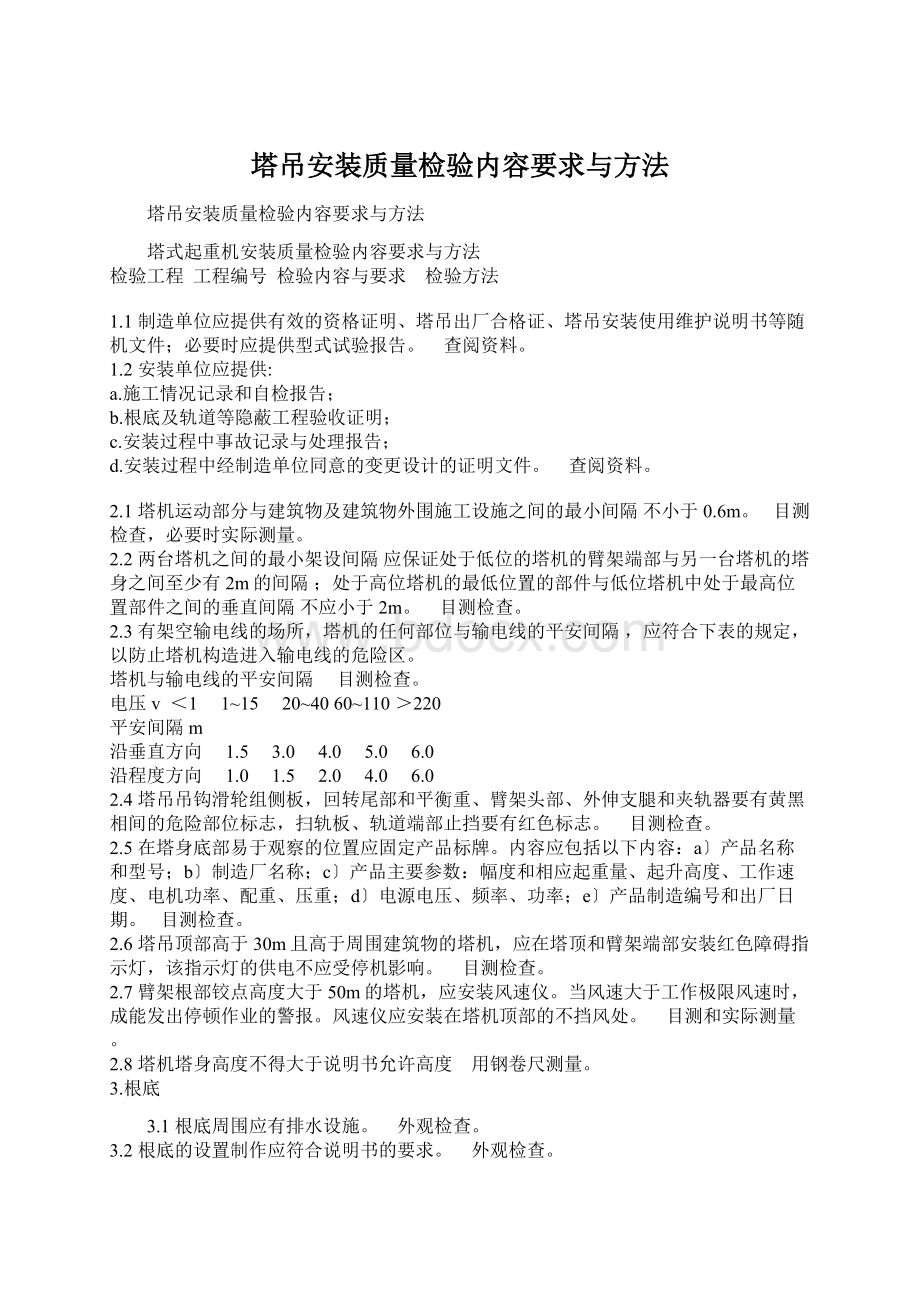 塔吊安装质量检验内容要求与方法.docx