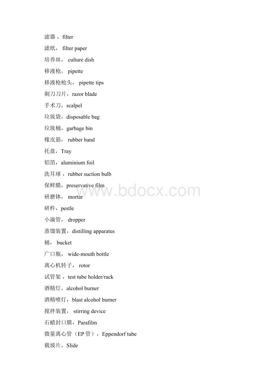 生物实验室英语常见耗材仪器操作技巧试剂英文名称.docx_第2页