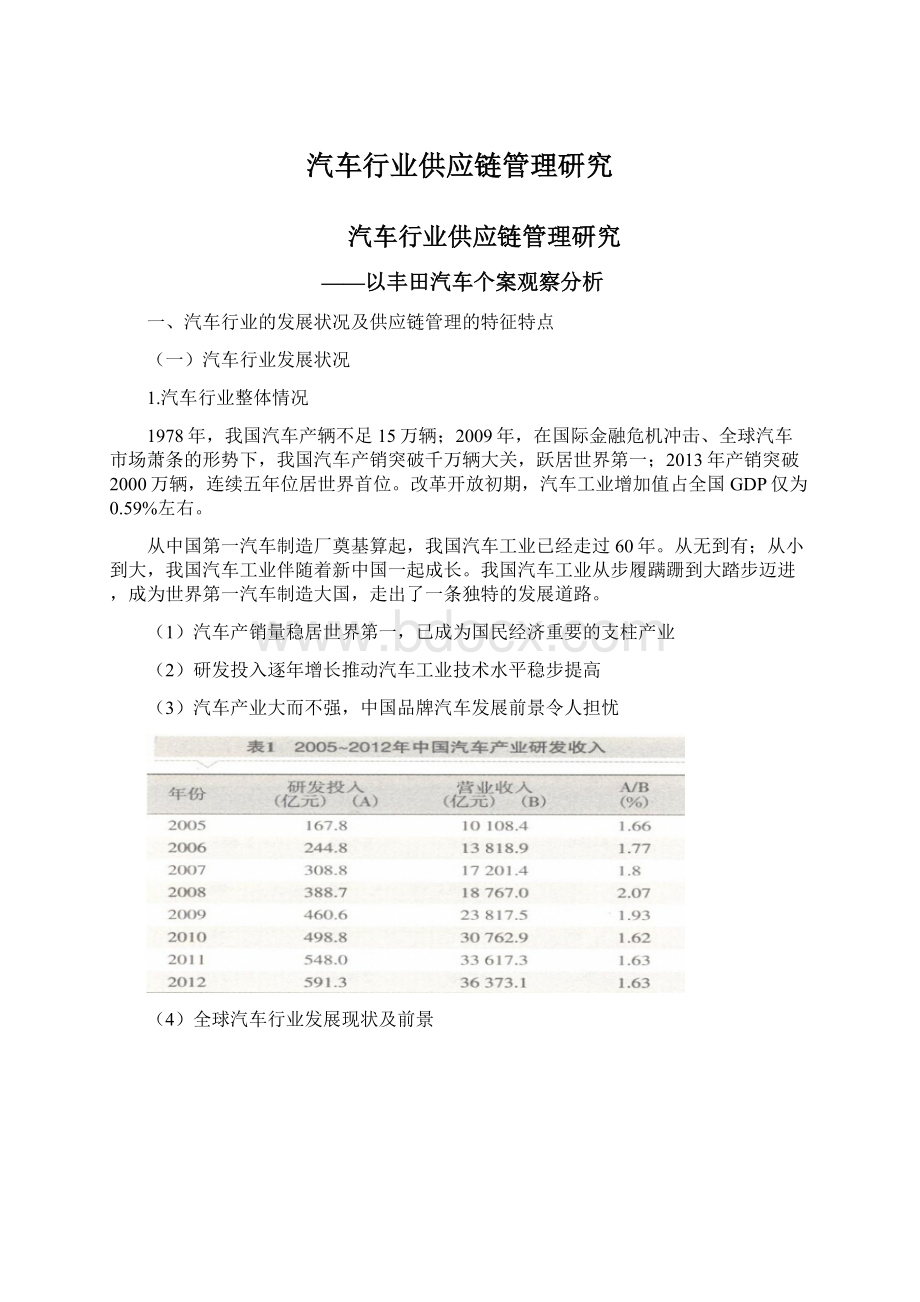 汽车行业供应链管理研究Word下载.docx