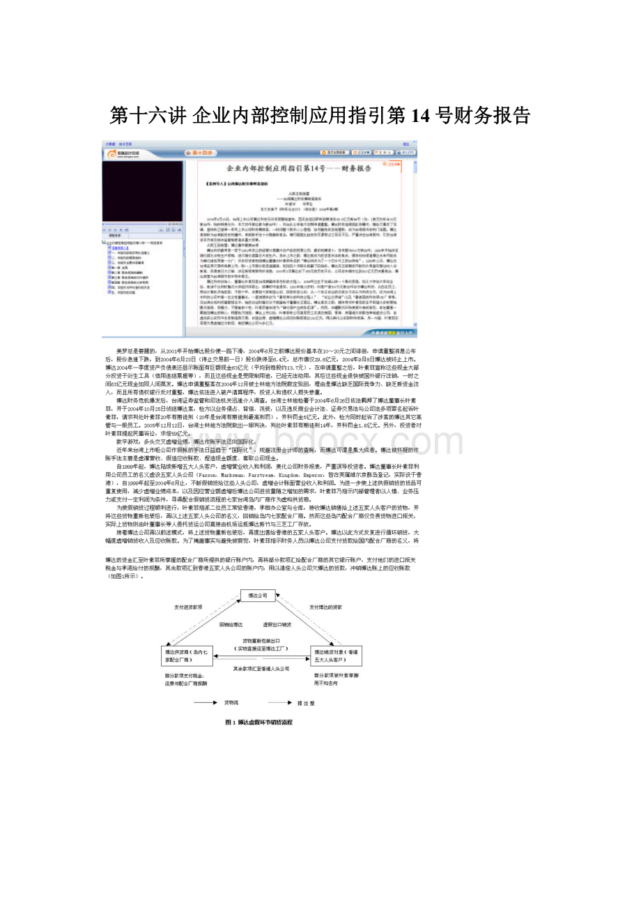 第十六讲 企业内部控制应用指引第14号财务报告Word格式文档下载.docx_第1页