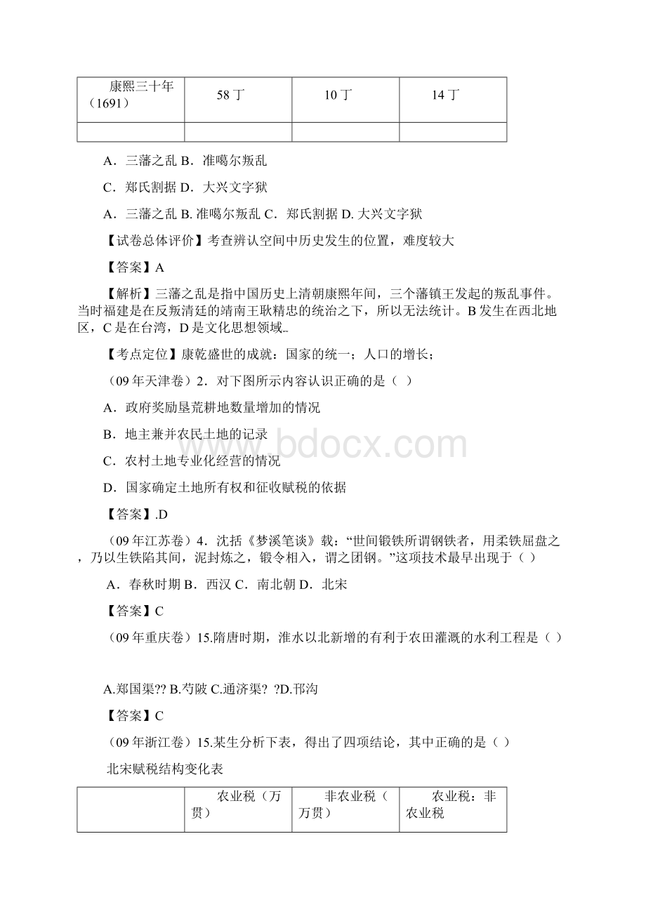 高考历史试题分类汇编古代中国经济的基本结构与特点.docx_第2页