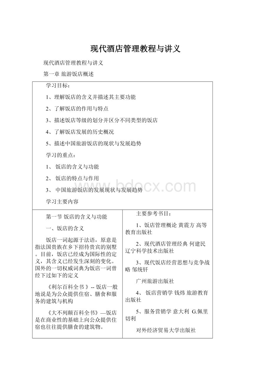 现代酒店管理教程与讲义Word文档格式.docx