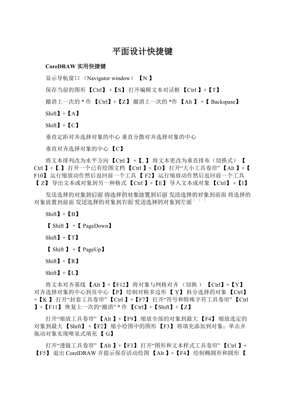 平面设计快捷键Word格式.docx_第1页