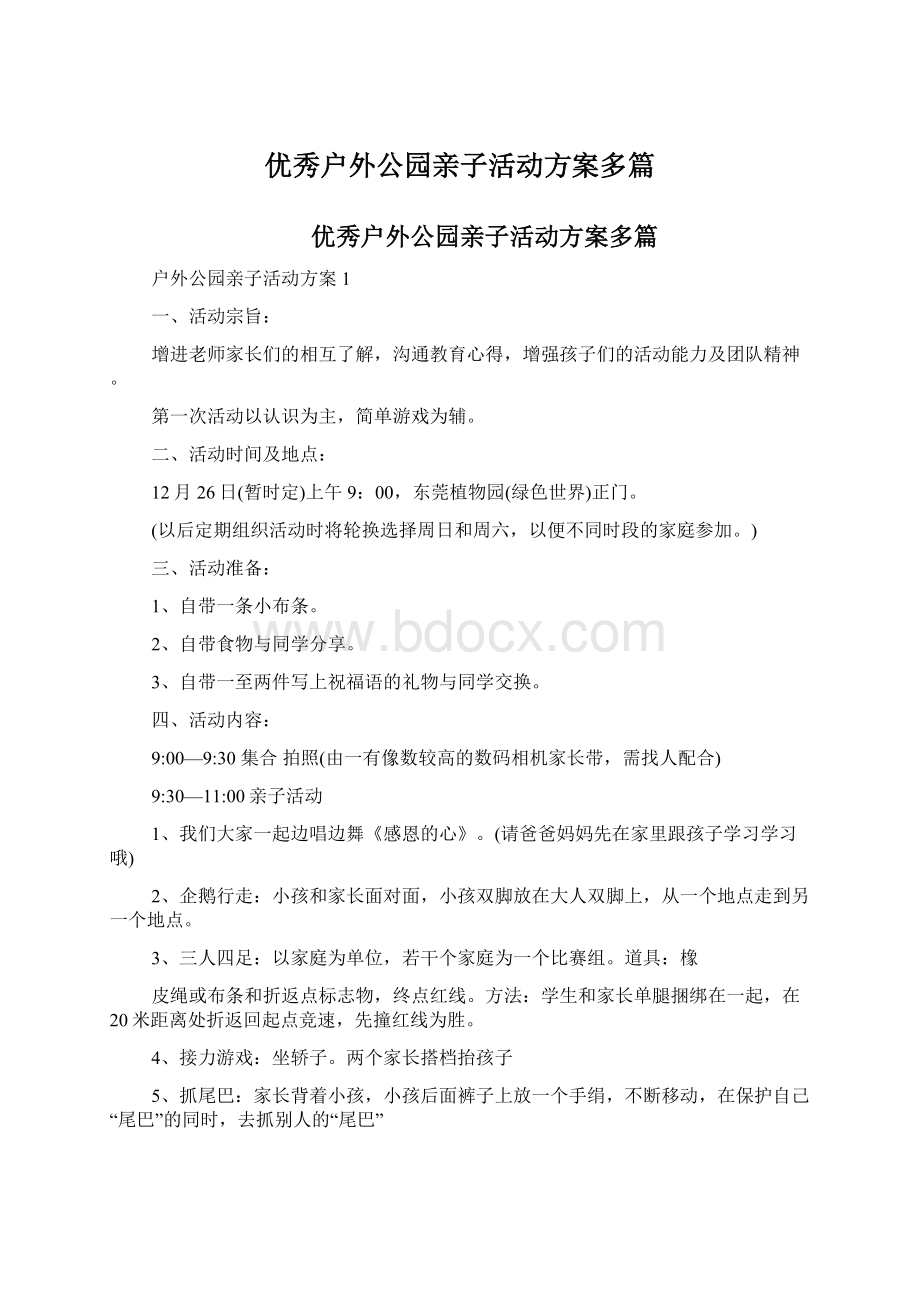 优秀户外公园亲子活动方案多篇文档格式.docx