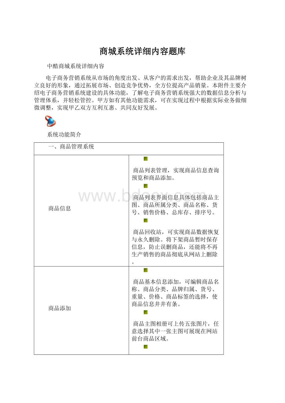 商城系统详细内容题库.docx_第1页