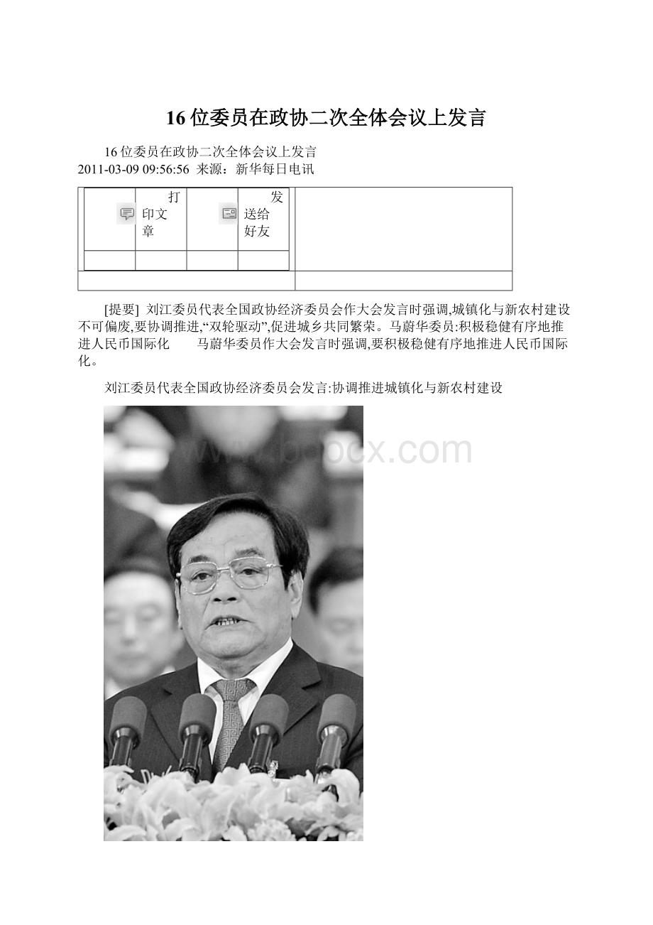 16位委员在政协二次全体会议上发言.docx