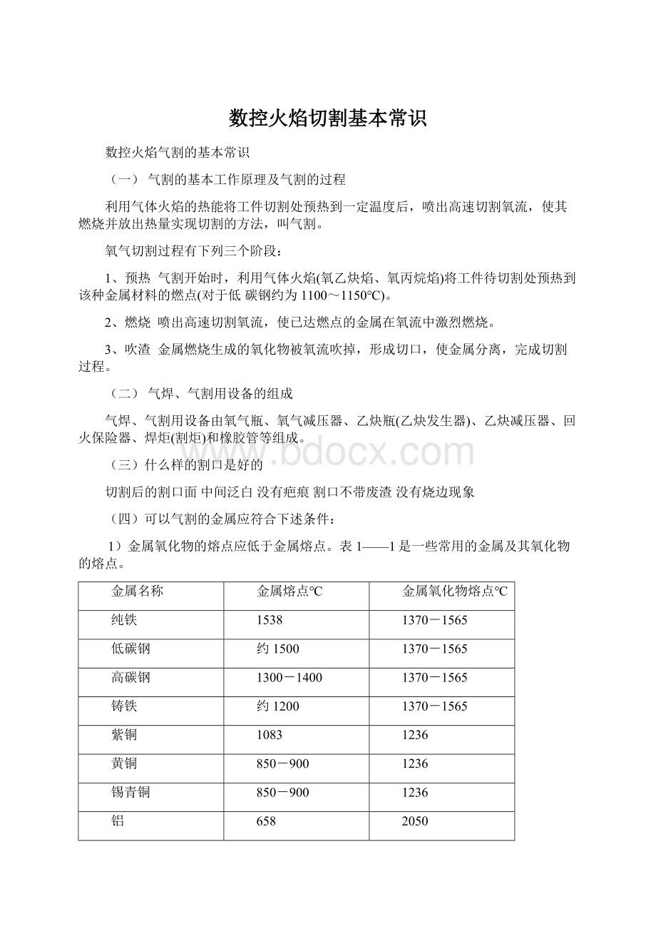 数控火焰切割基本常识Word文件下载.docx_第1页