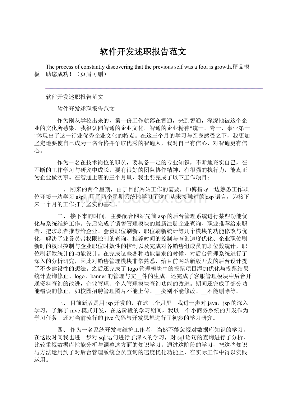 软件开发述职报告范文.docx_第1页