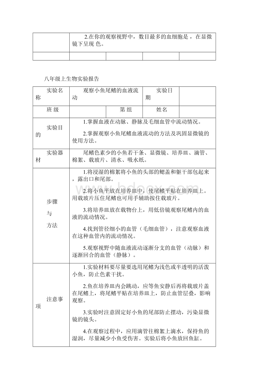 最新初中生物实验报告单八年级苏科版Word文档下载推荐.docx_第2页