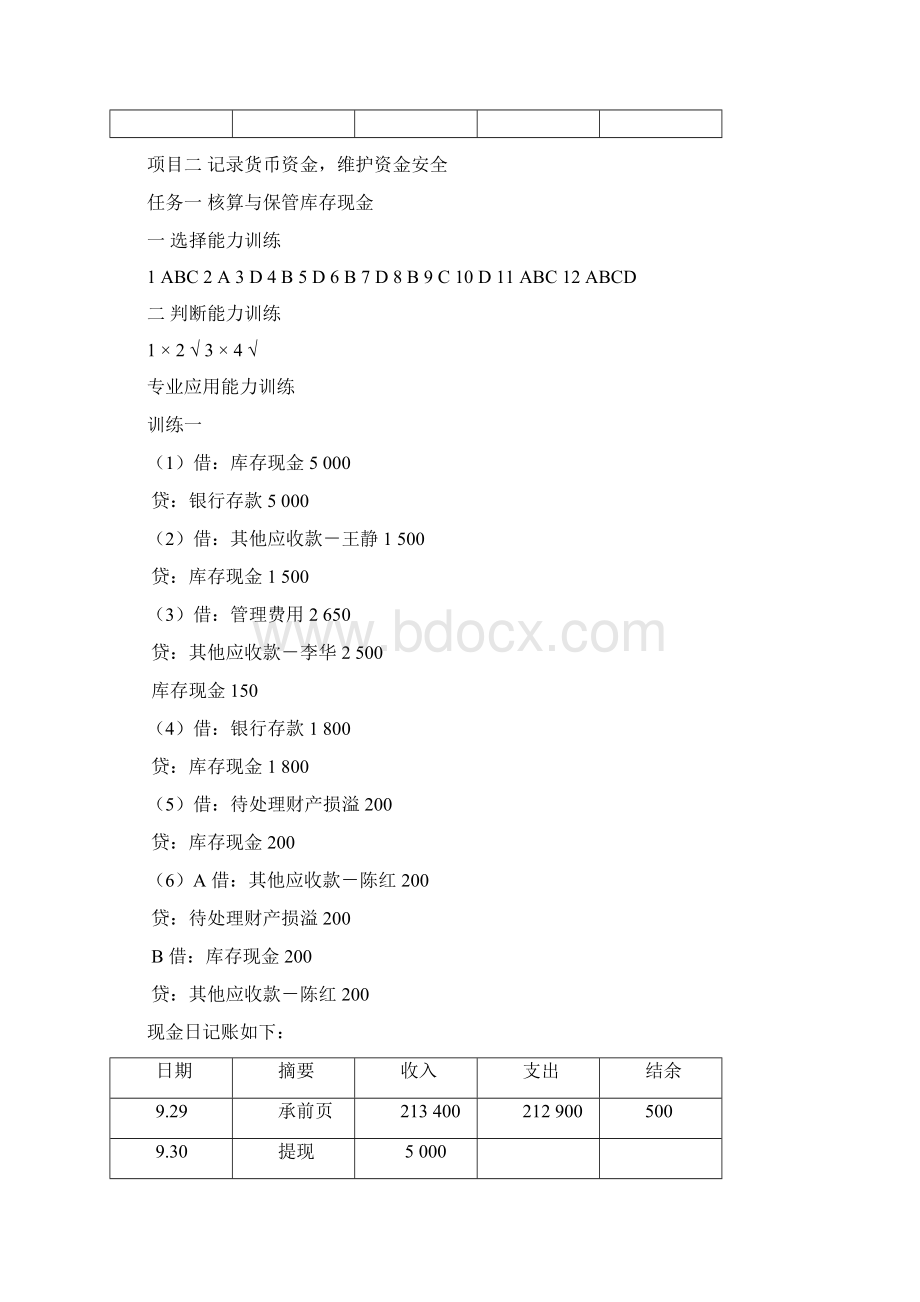 财务会计实务职业能力训练答案.docx_第2页