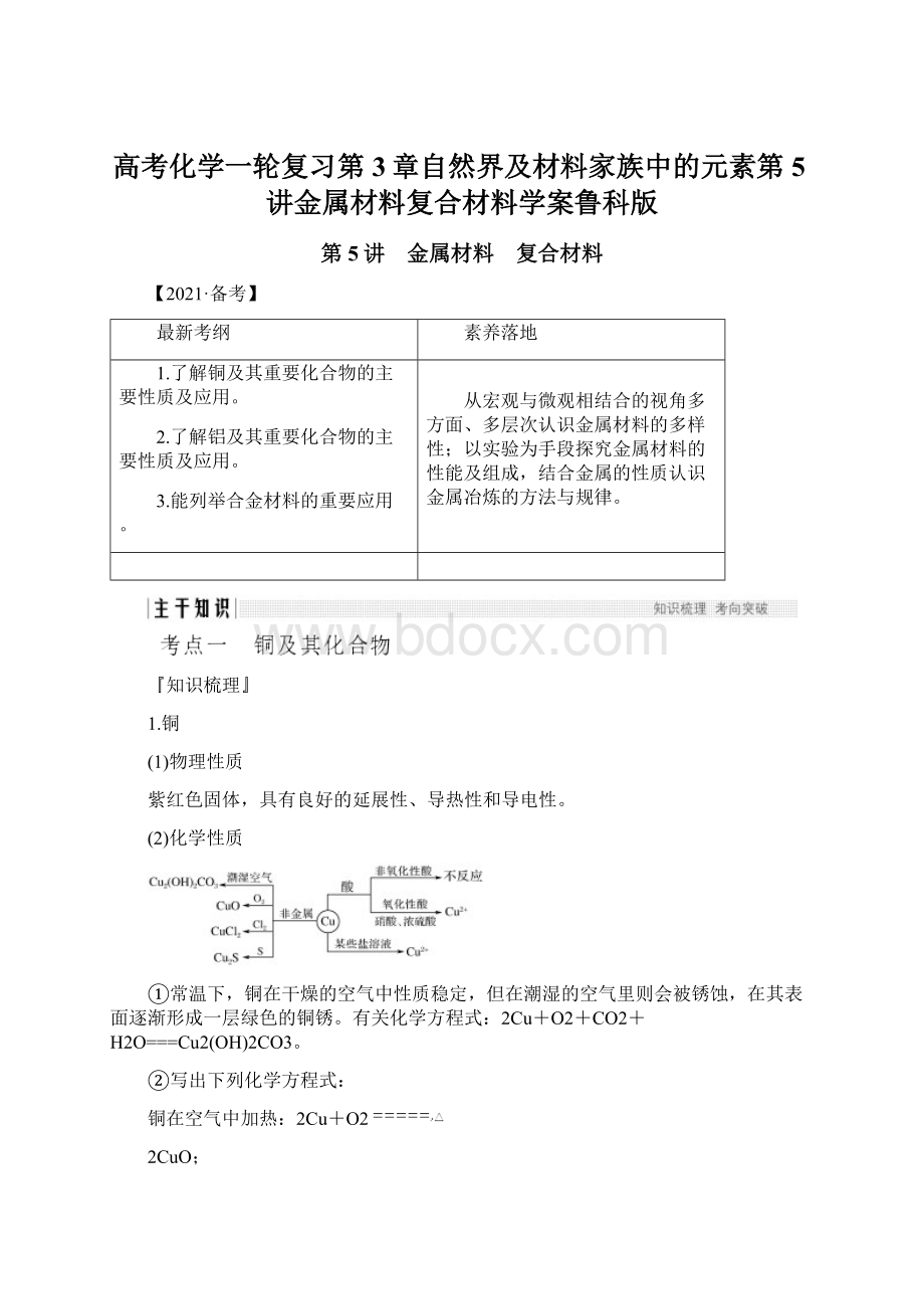 高考化学一轮复习第3章自然界及材料家族中的元素第5讲金属材料复合材料学案鲁科版Word文档下载推荐.docx