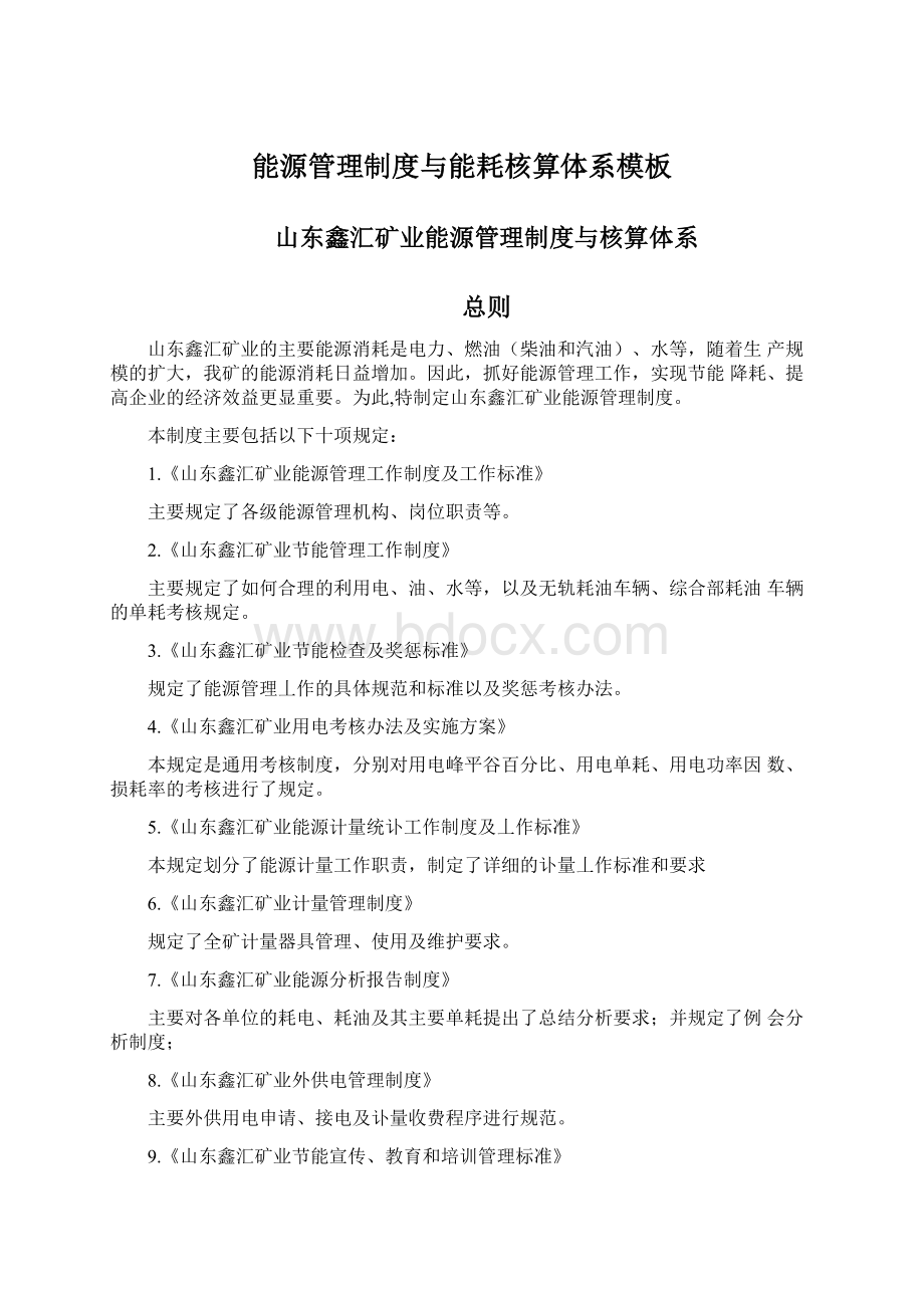 能源管理制度与能耗核算体系模板Word文档格式.docx