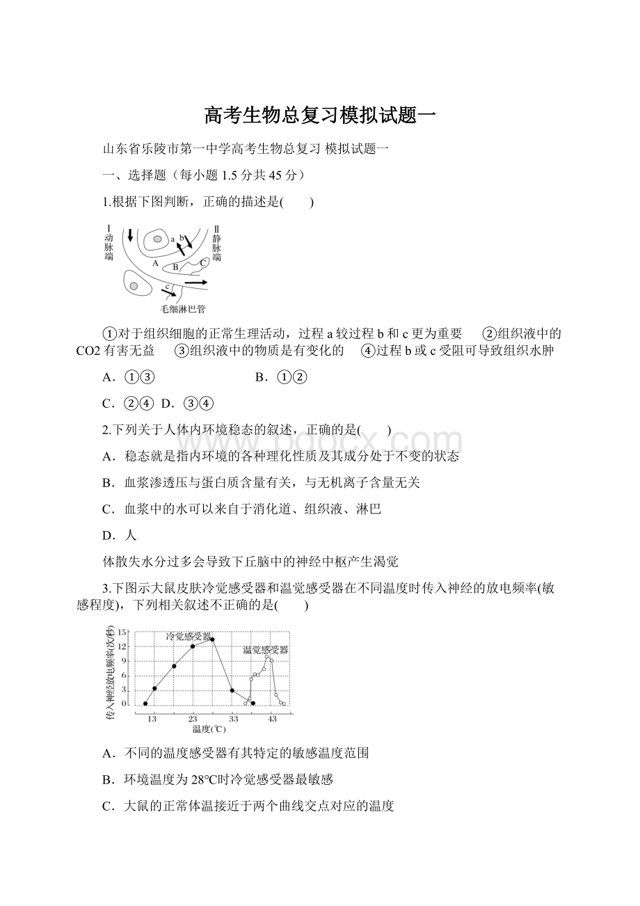 高考生物总复习模拟试题一Word下载.docx_第1页