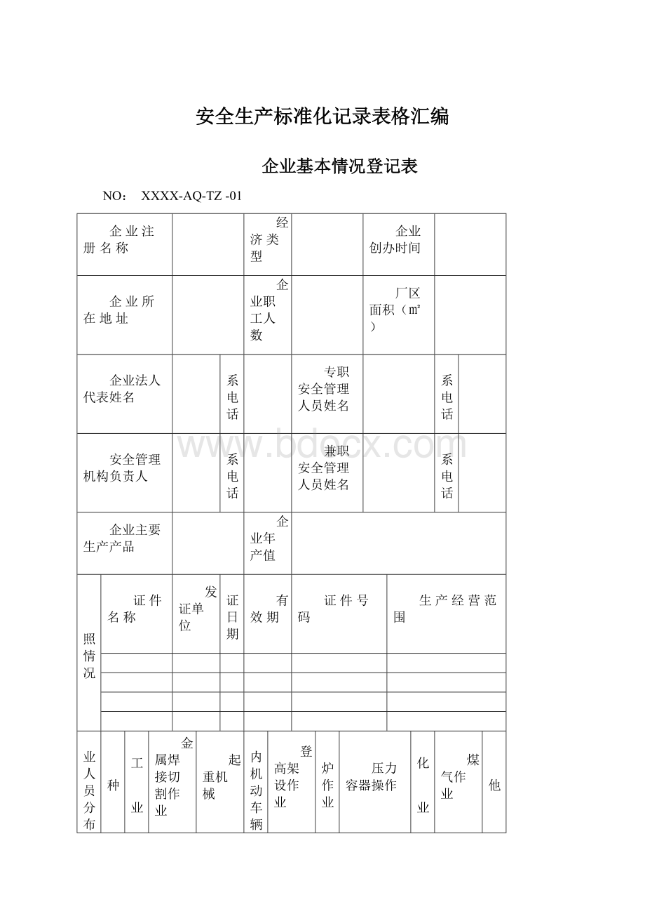 安全生产标准化记录表格汇编.docx_第1页